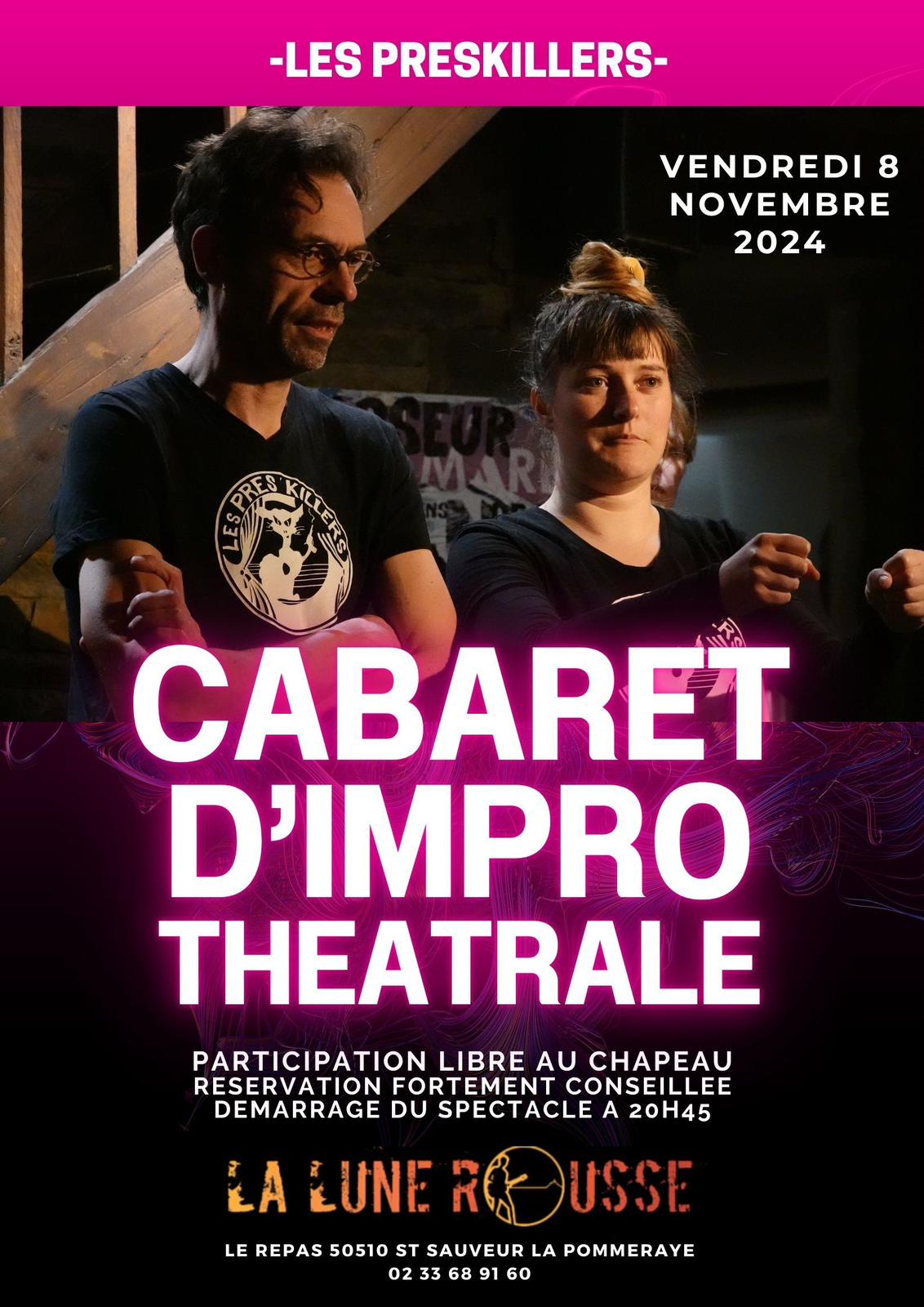 Affiche du spectacle d'impro de novembre 2024 à la Lune Rousse